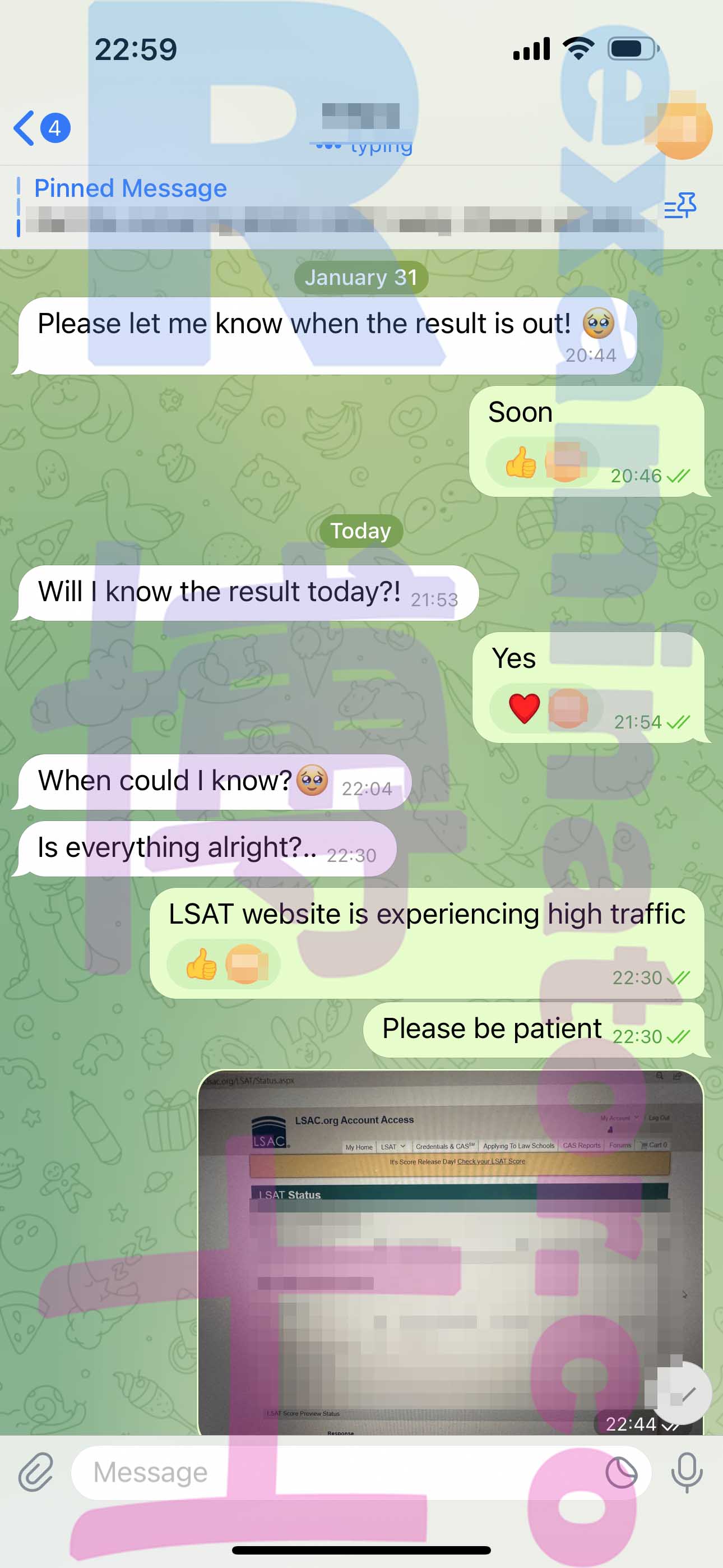 LSAT代考保分成功案例#462的与客户对话截图