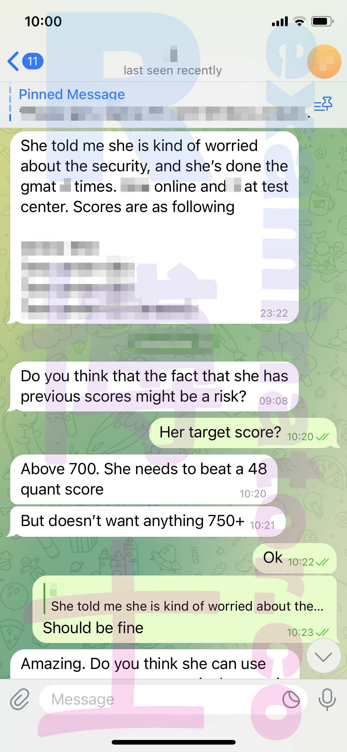 [GMAT代考保分]成功案例#295的对话截图