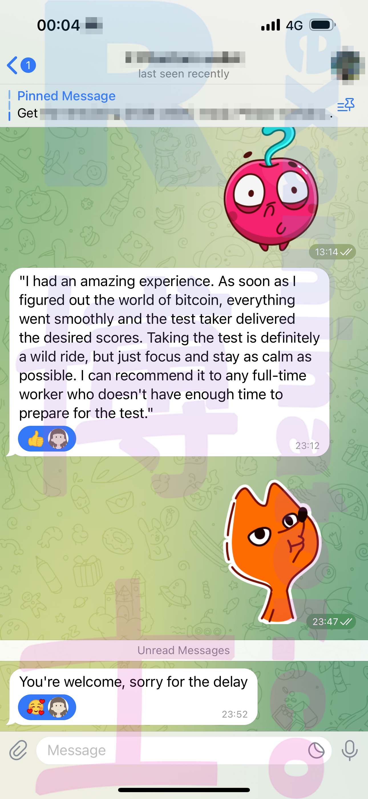 GRE代考保分成功案例#529的与客户对话截图