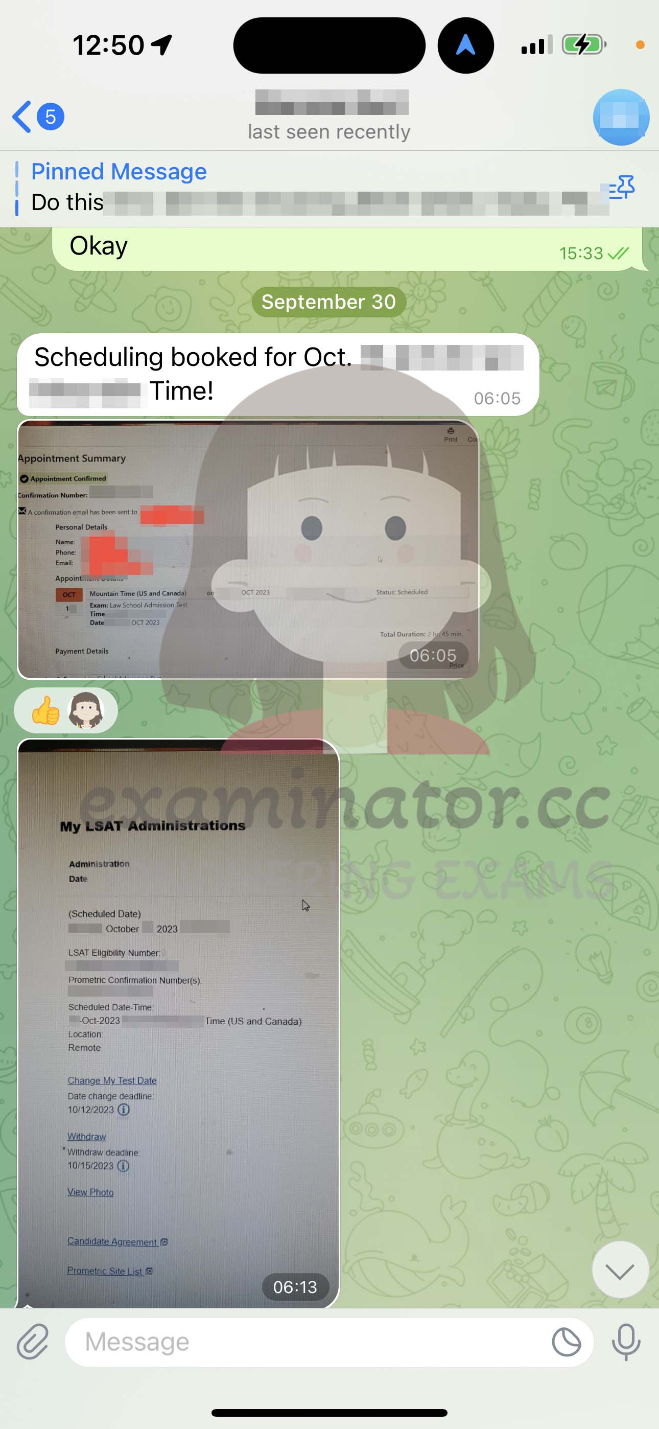 LSAT代考保分成功案例#592的与客户对话截图