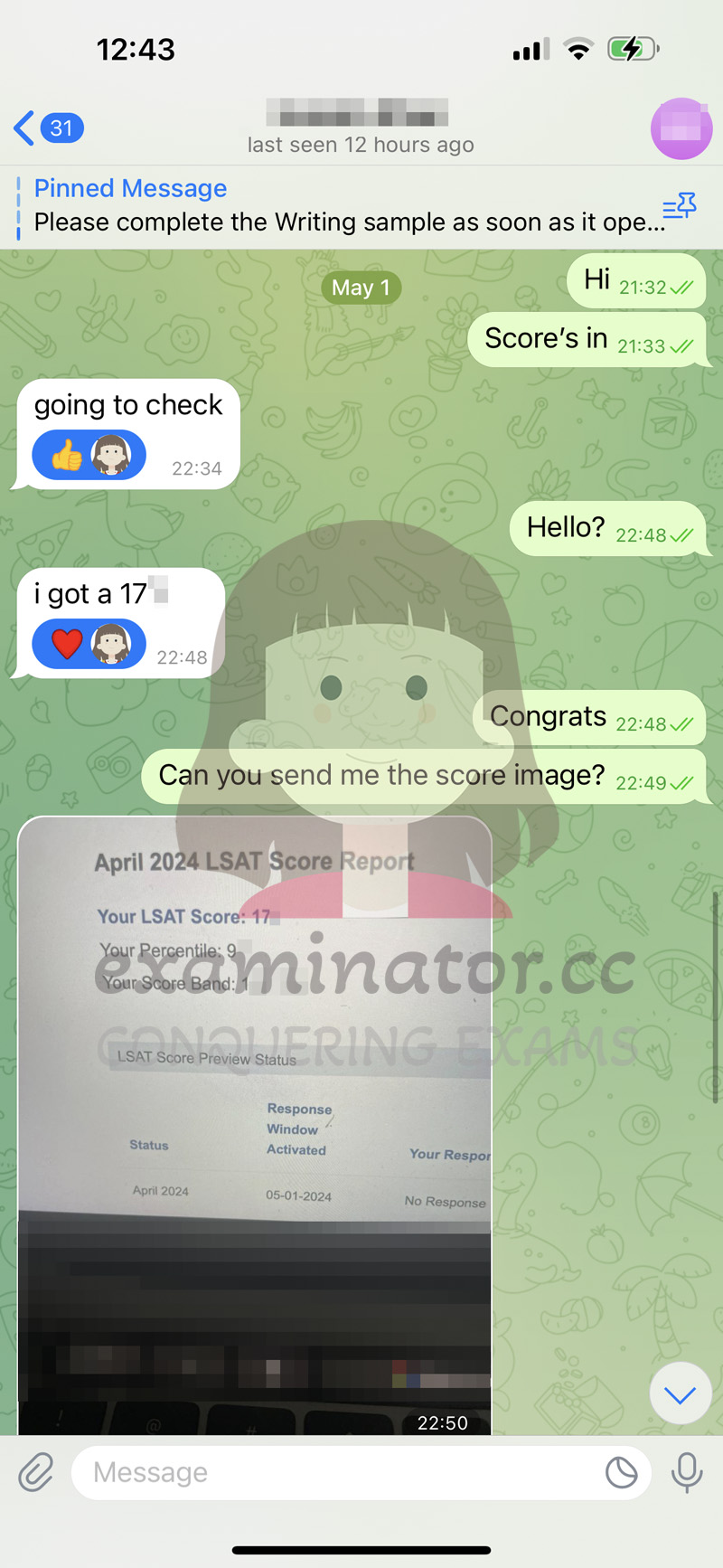 LSAT代考正式出分，交付尾款