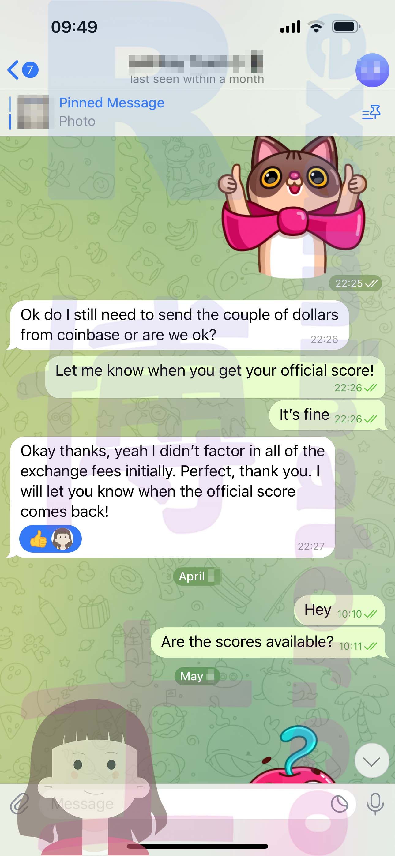GRE代考保分成功案例#544的与客户对话截图