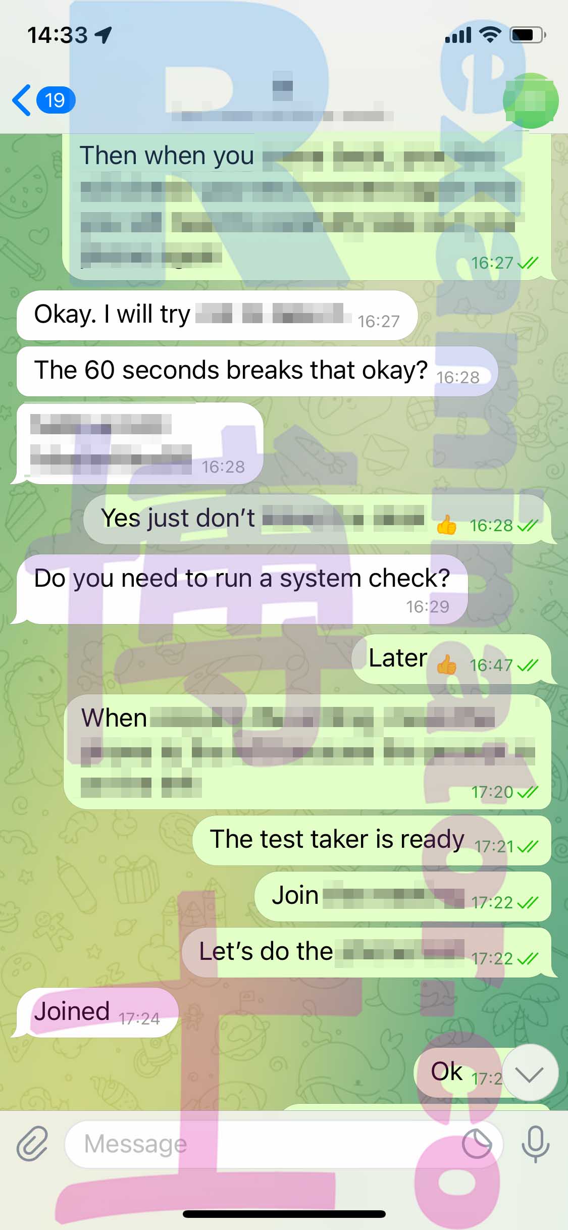GRE代考保分成功案例#344的与客户对话截图