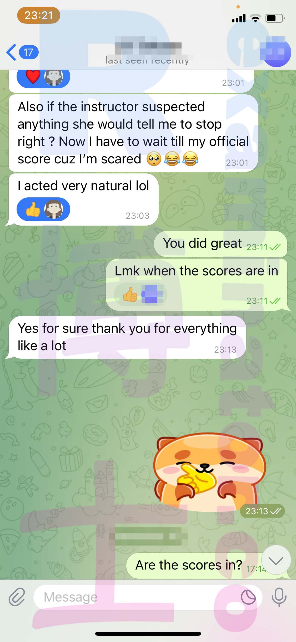 GRE代考保分成功案例#464的与客户对话截图