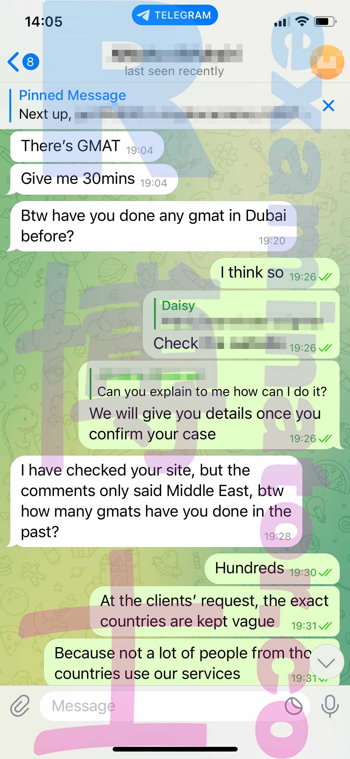 [GMAT代考保分]成功案例#287的对话截图