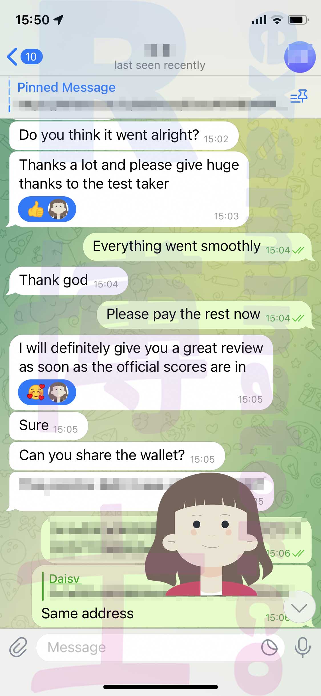 GRE代考保分成功案例#488的与客户对话截图