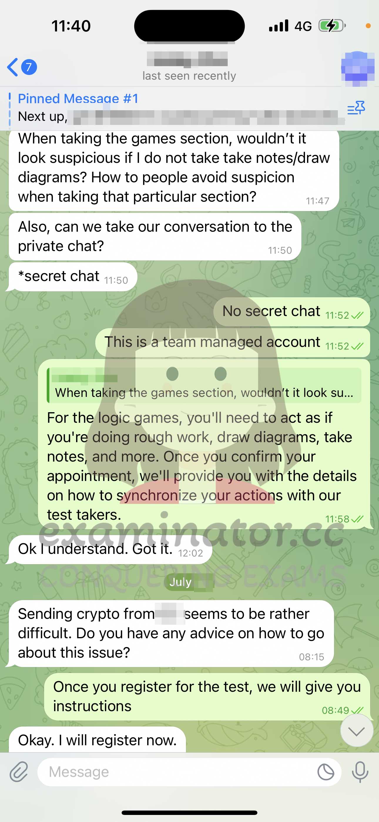 LSAT代考保分成功案例#598的与客户对话截图