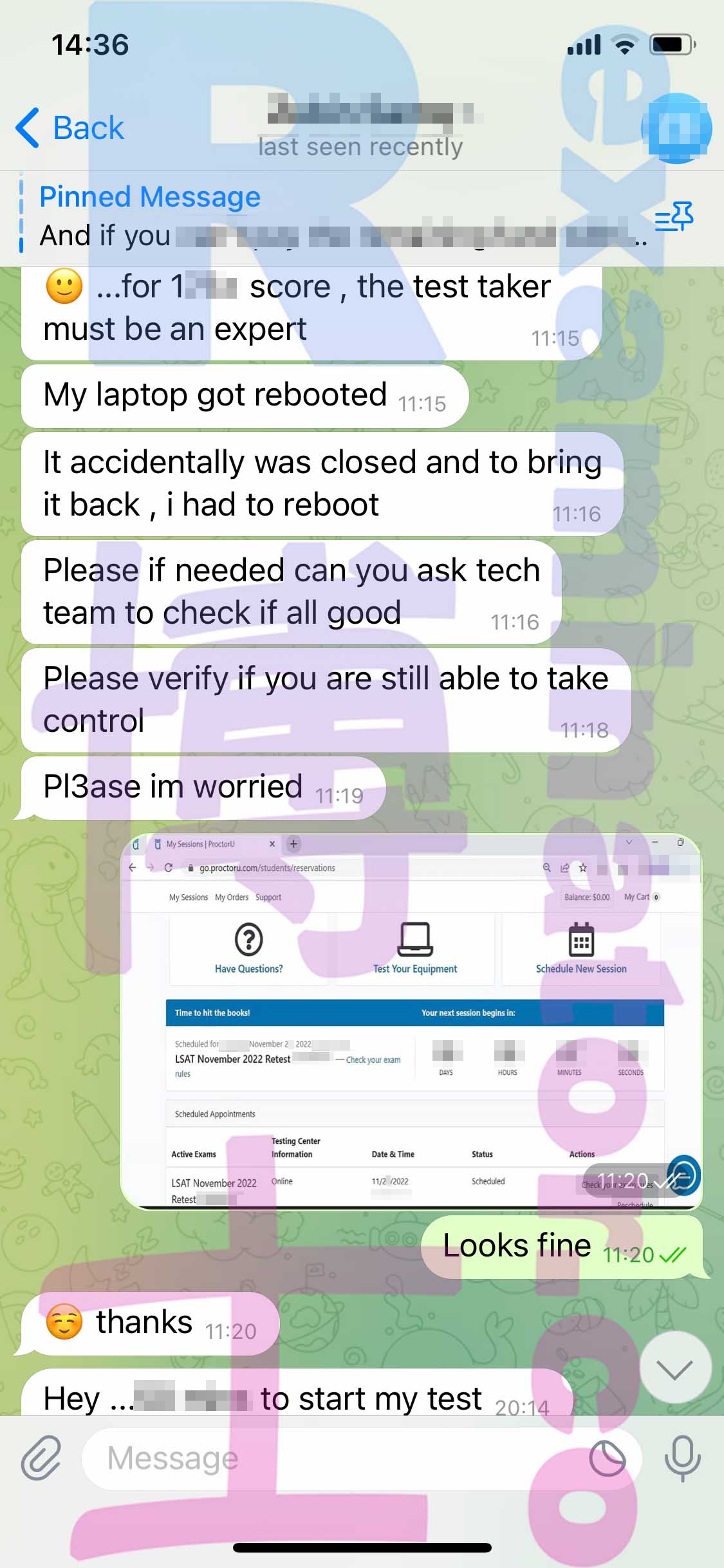 LSAT代考保分成功案例#426的与客户对话截图