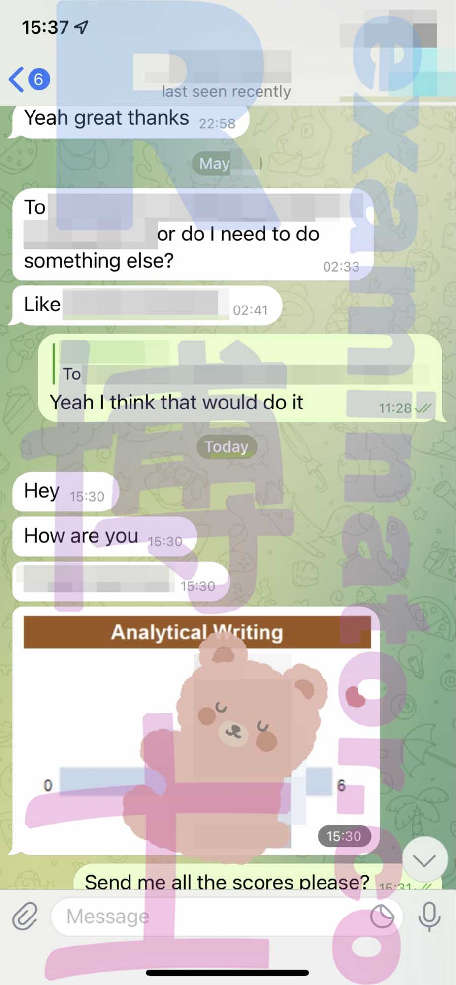 GRE代考保分成功案例#324的与客户对话截图