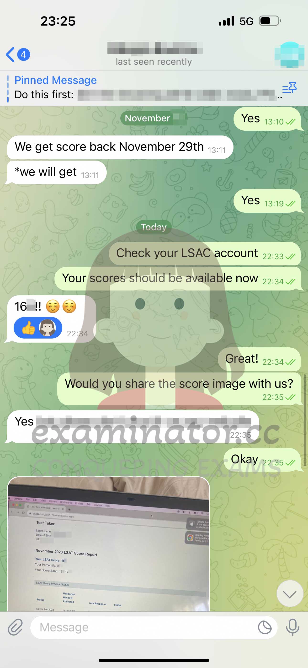 LSAT代考保分成功案例#599的与客户对话截图