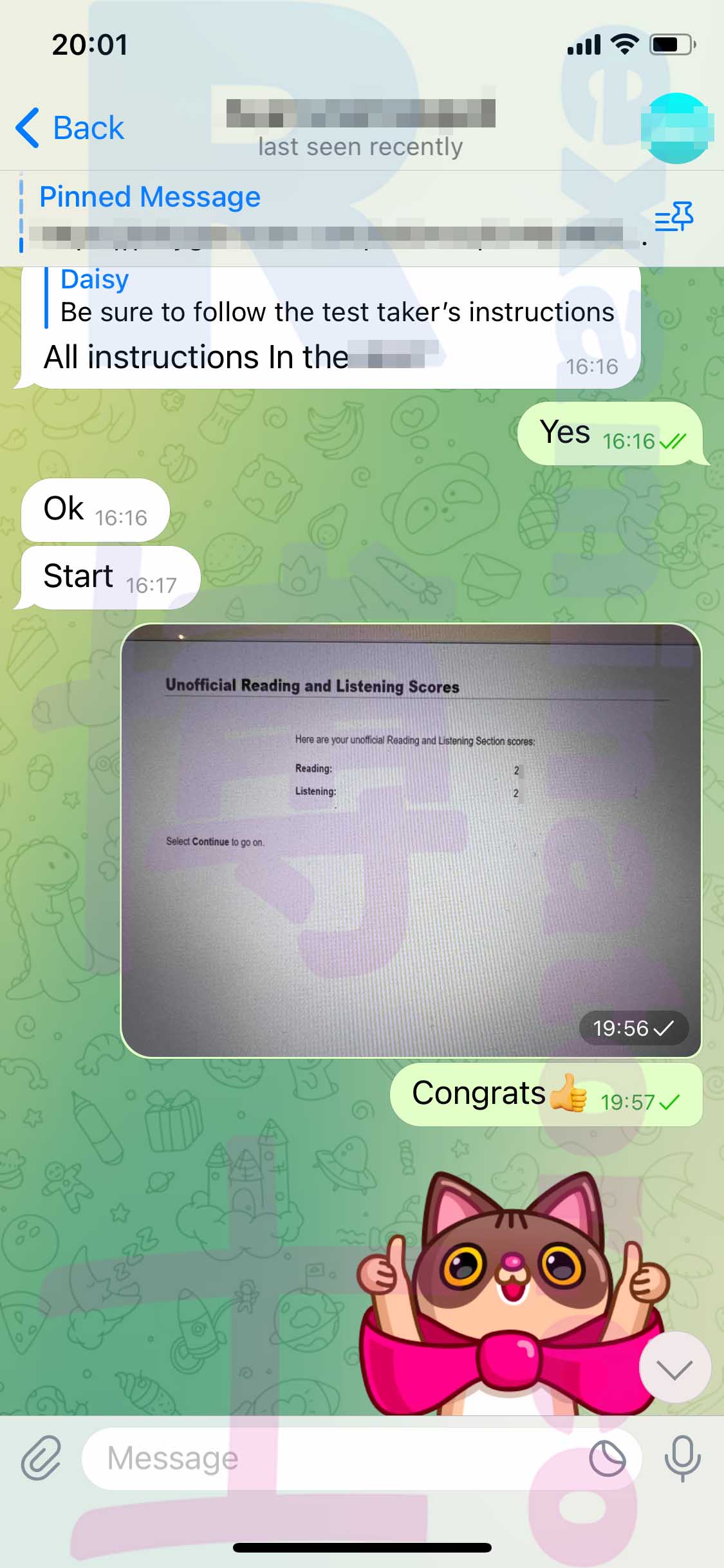 托福代考保分成功案例#486的与客户对话截图