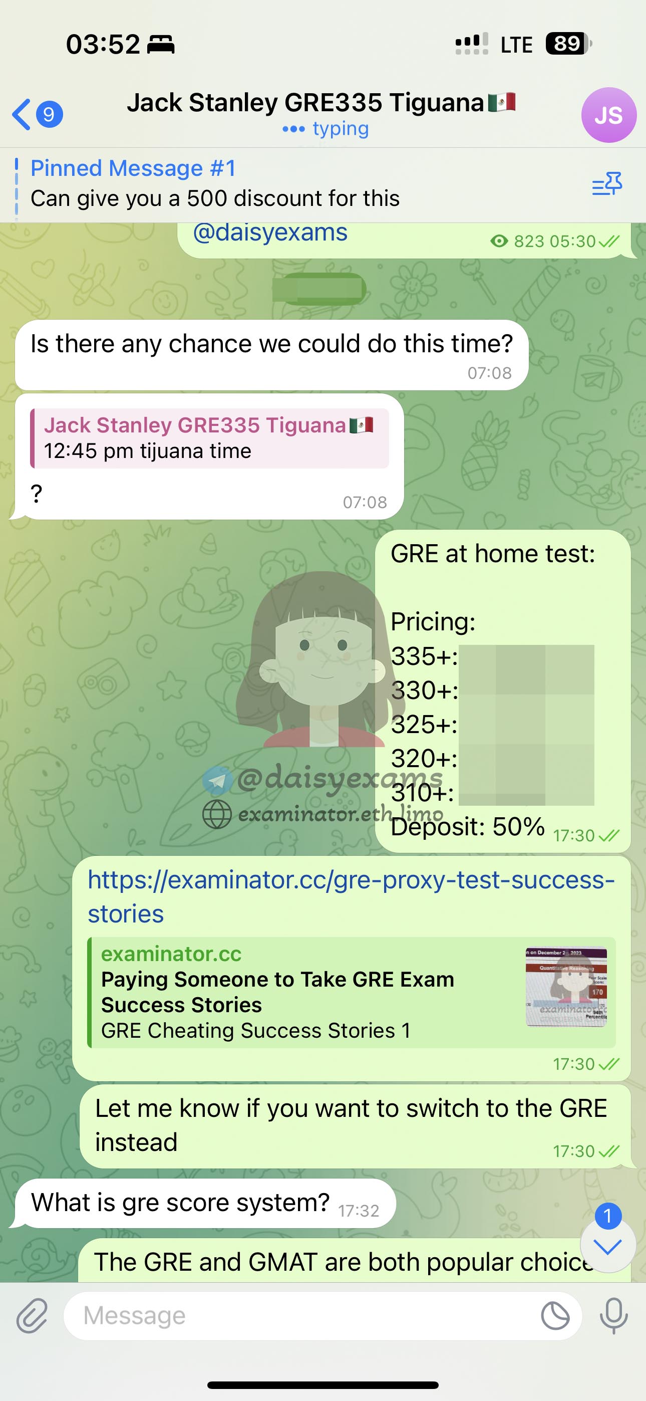 墨西哥客户请 examinator.cc 和 Jason 代考 GRE 在家考试