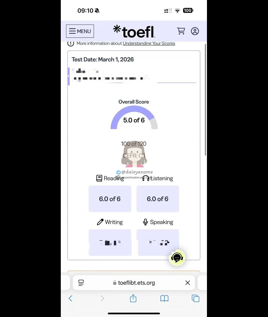 托福代考保分成功案例#726的与客户对话截图