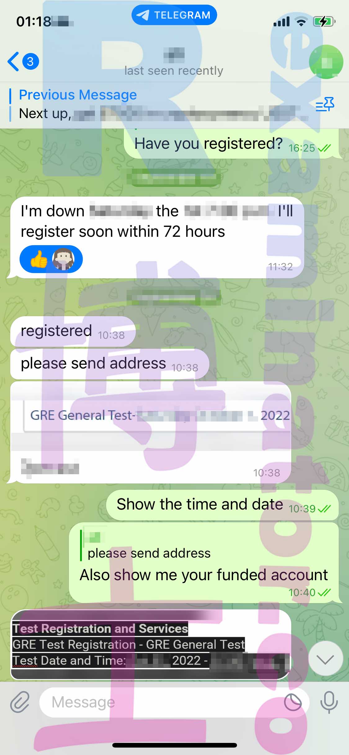 [GRE代考保分]成功案例#270的对话截图