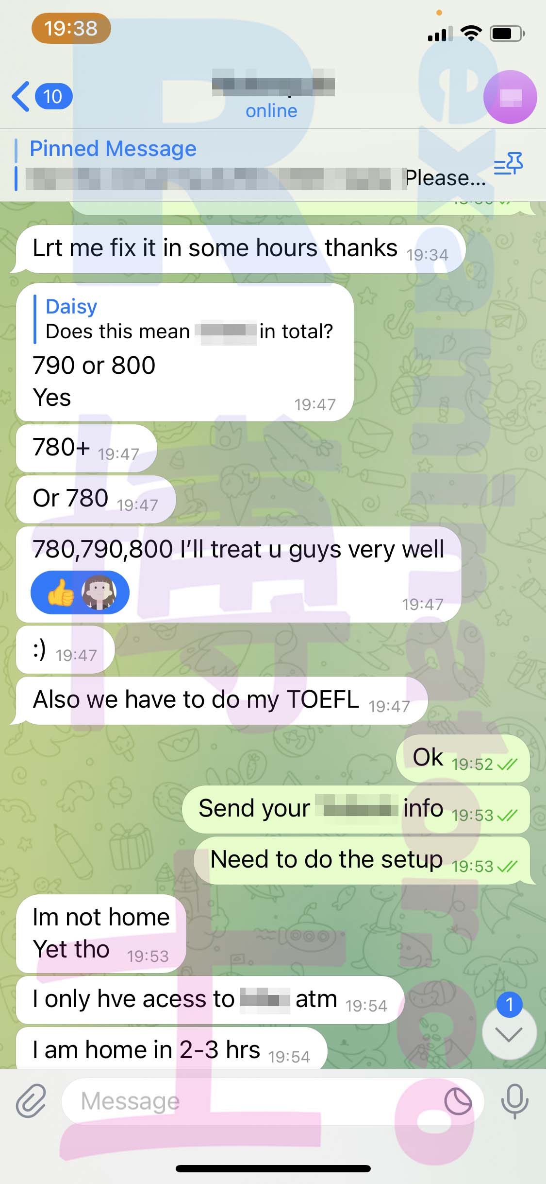GMAT代考保分成功案例#478的与客户对话截图