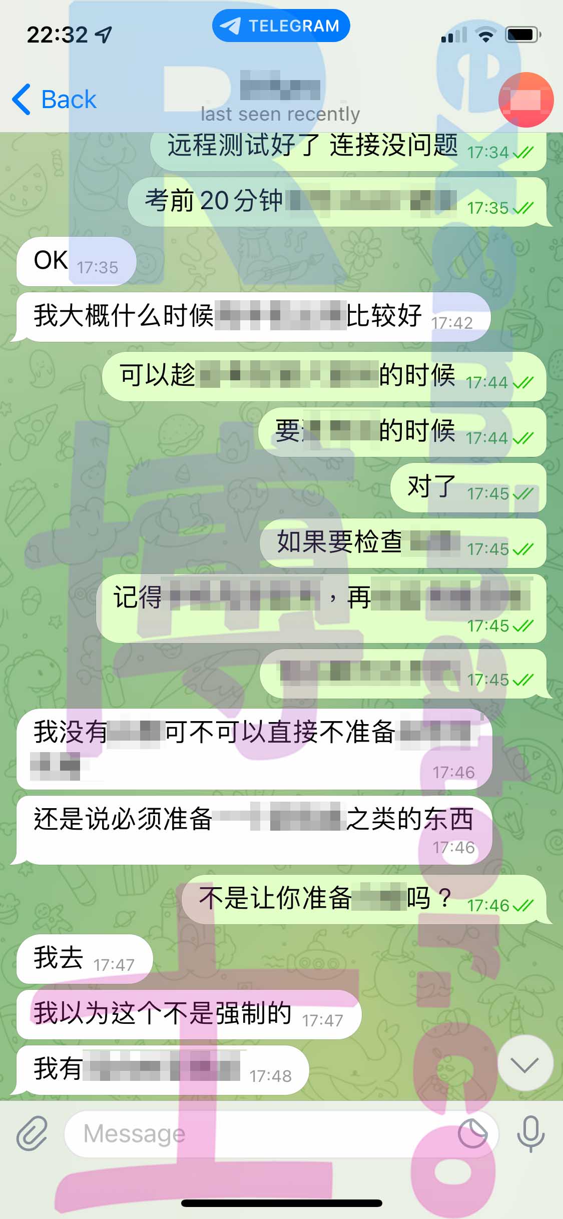 GRE代考保分成功案例#360的与客户对话截图