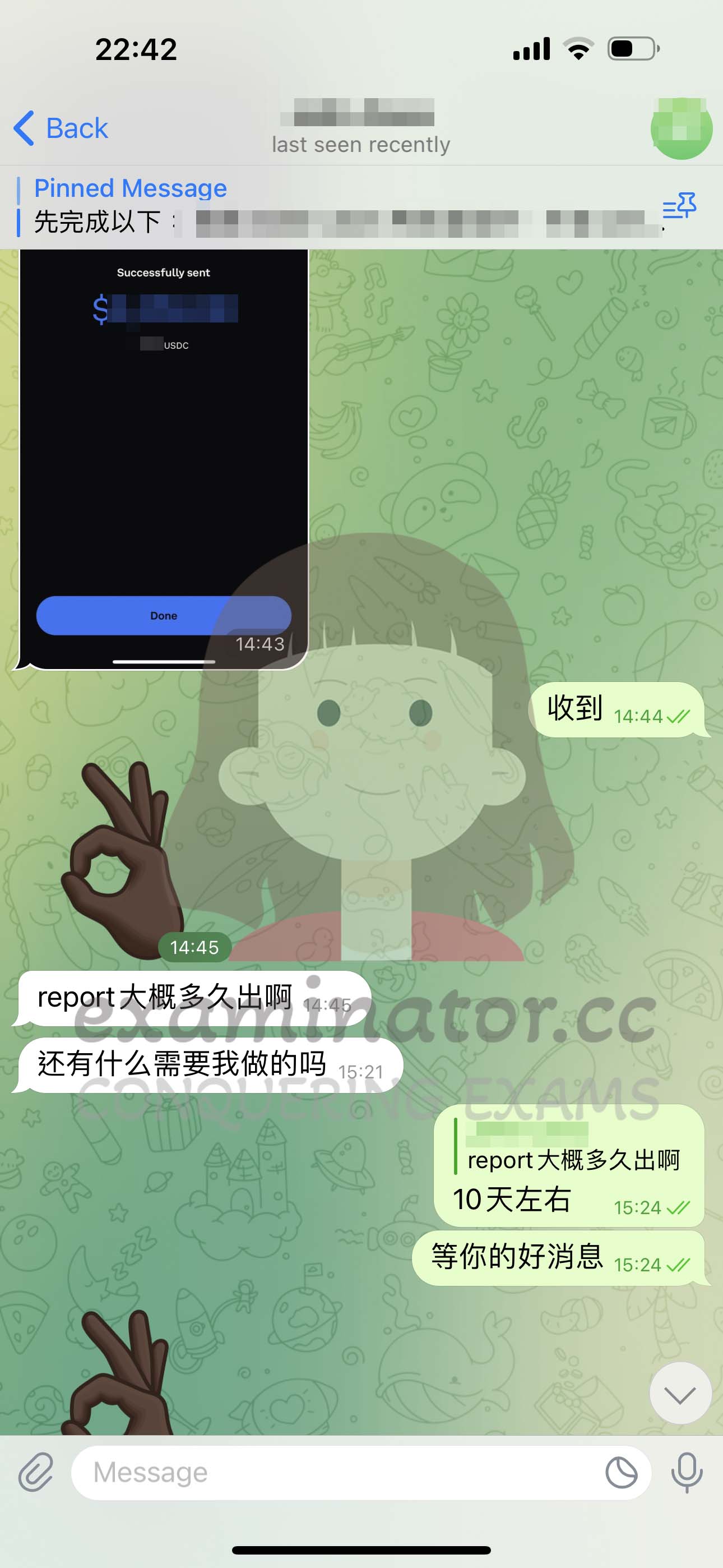 GRE代考保分成功案例#569的与客户对话截图