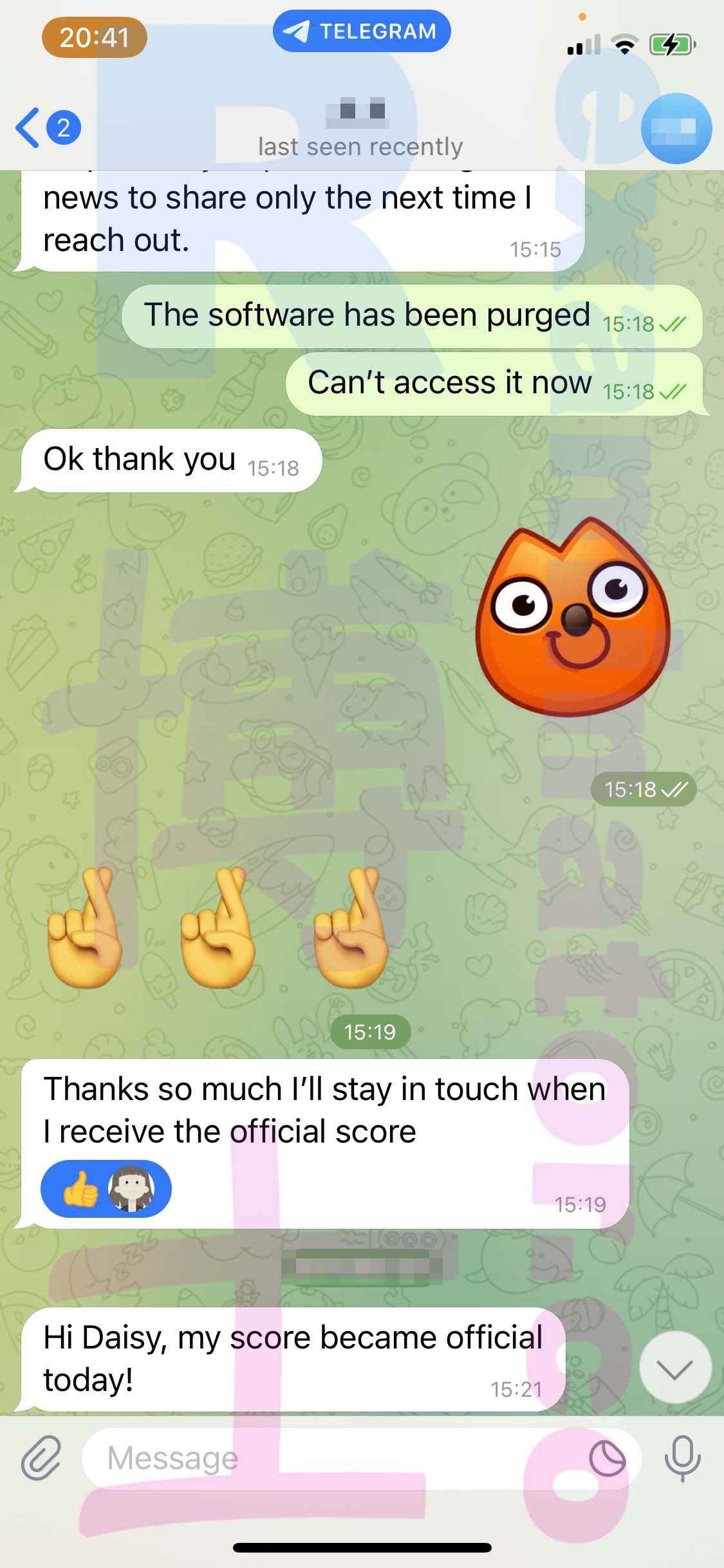 GRE代考保分成功案例#477的与客户对话截图