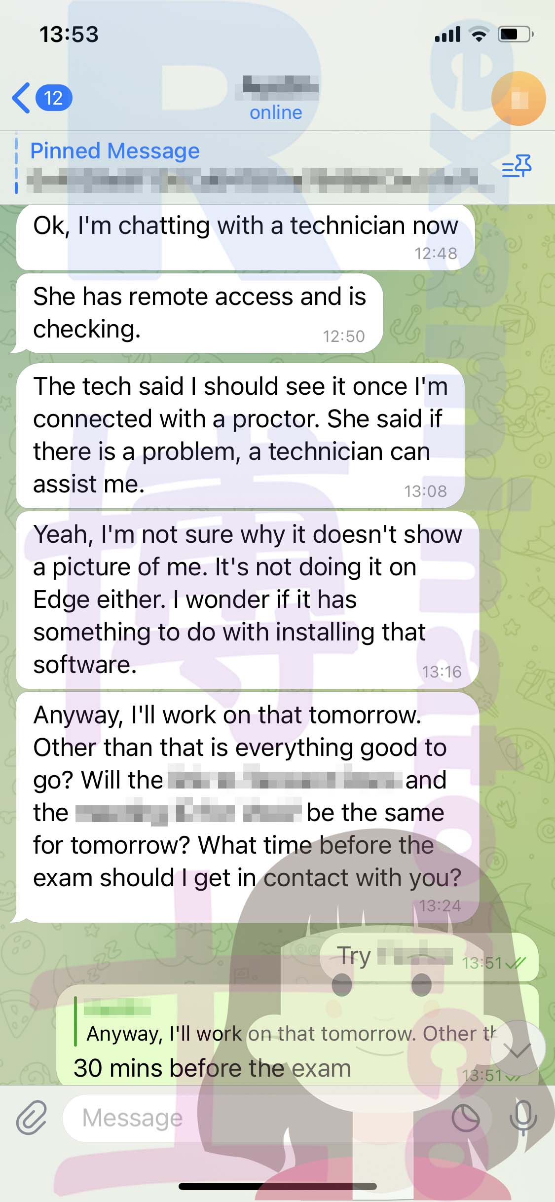 GRE代考保分成功案例#505的与客户对话截图