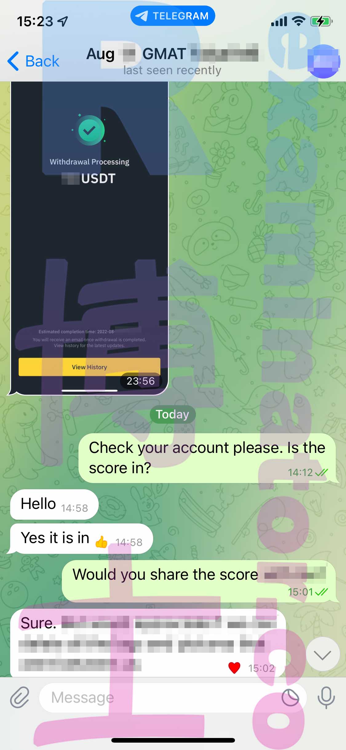 GMAT代考保分成功案例#365的与客户对话截图