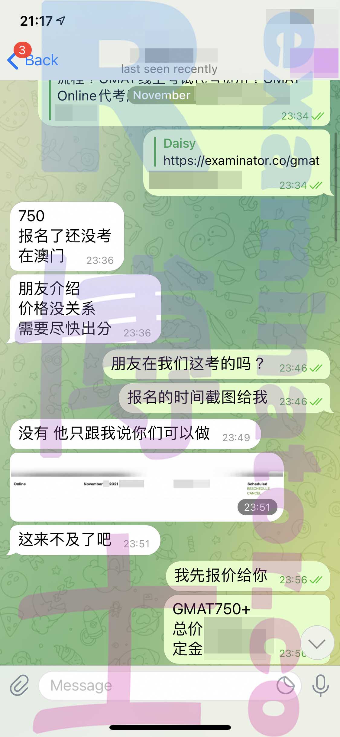 [GMAT代考保分]成功案例#137的对话截图