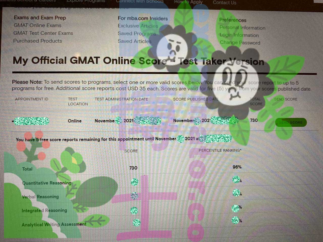 730 on the GMAT Online! Took the test yesterday, got the score today!