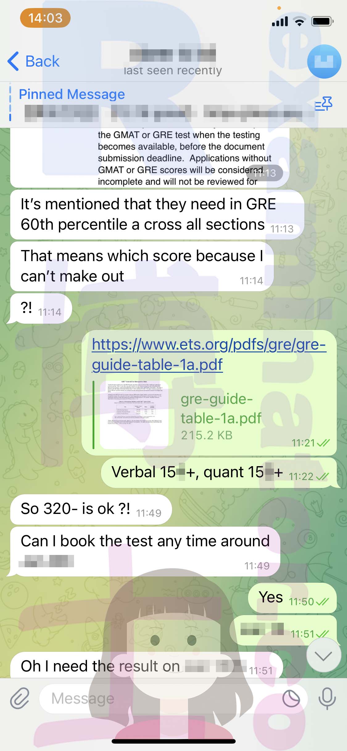 [GRE代考保分]成功案例#328的对话截图