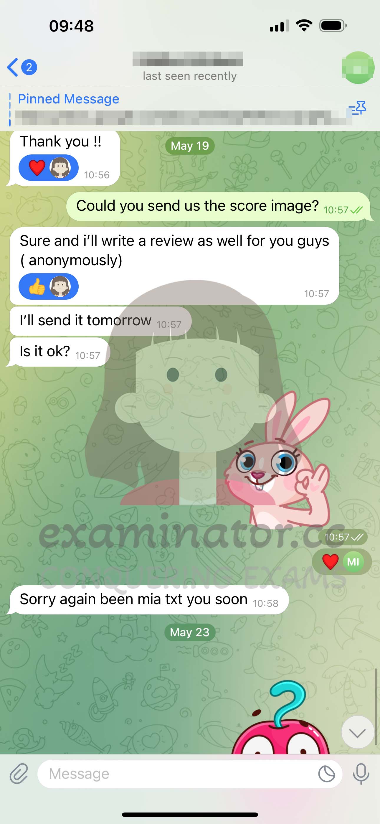 GRE代考保分成功案例#567的与客户对话截图