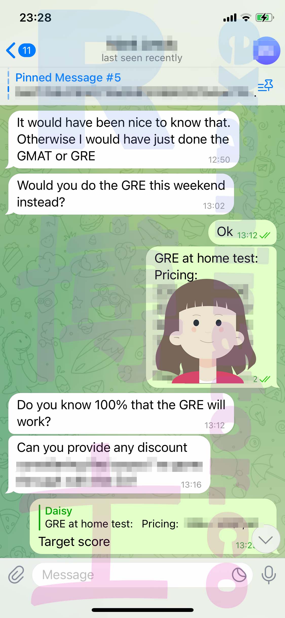 [GRE代考保分]成功案例#304的对话截图