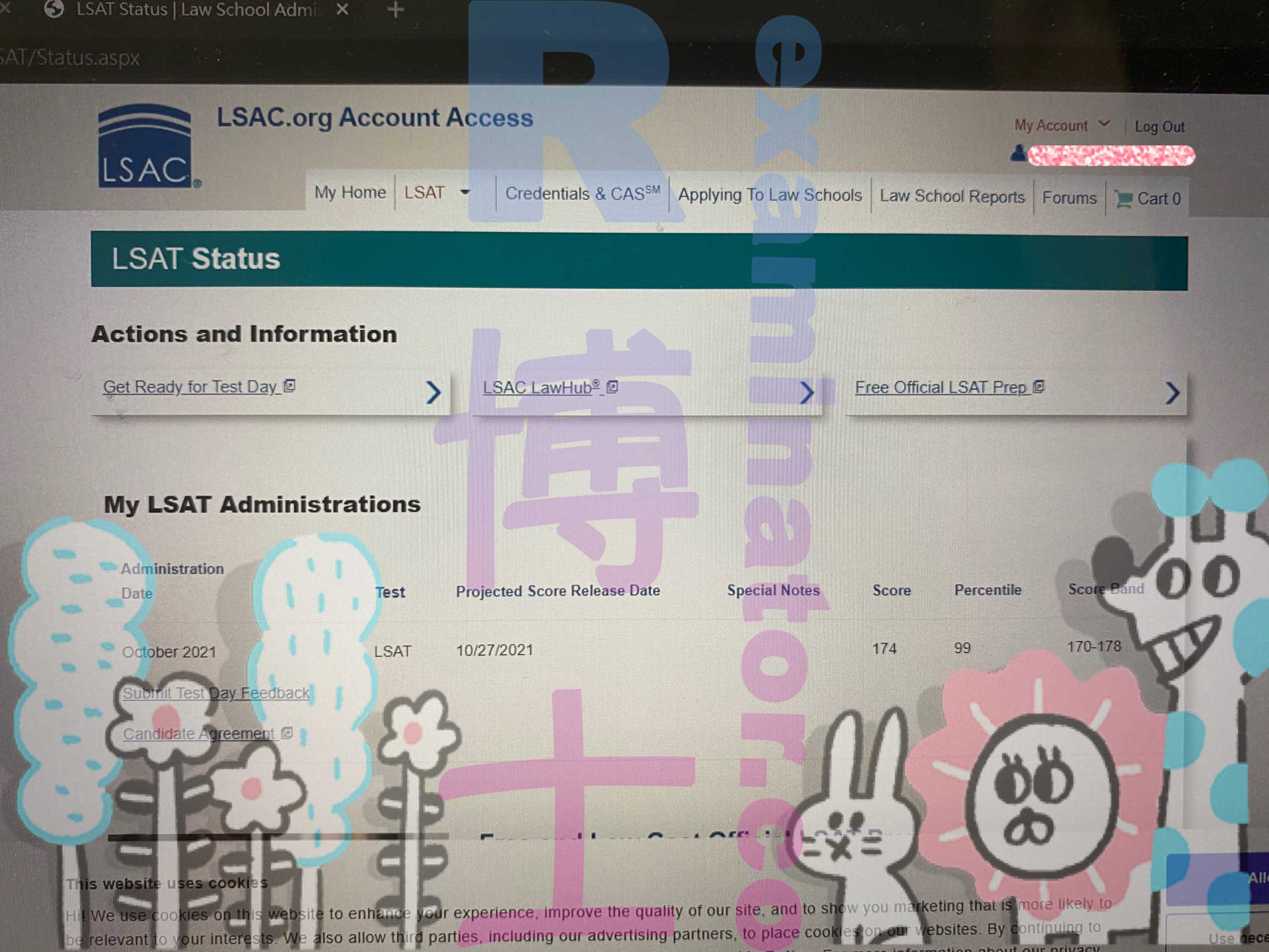 174 on October LSAT! 1 point short of client's target of 175 😢 Client requested going to toilet during test which is a no-no!