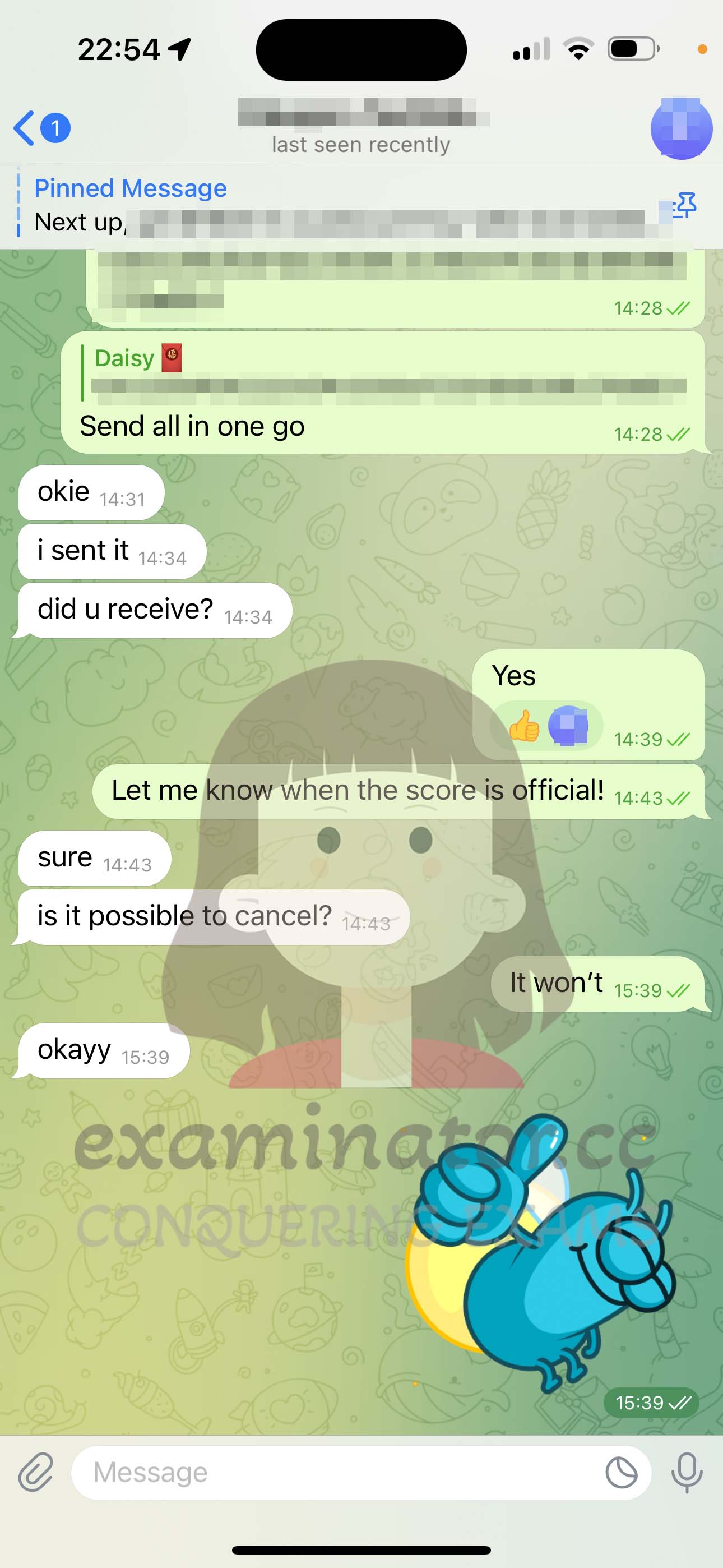GRE代考保分成功案例#558的与客户对话截图