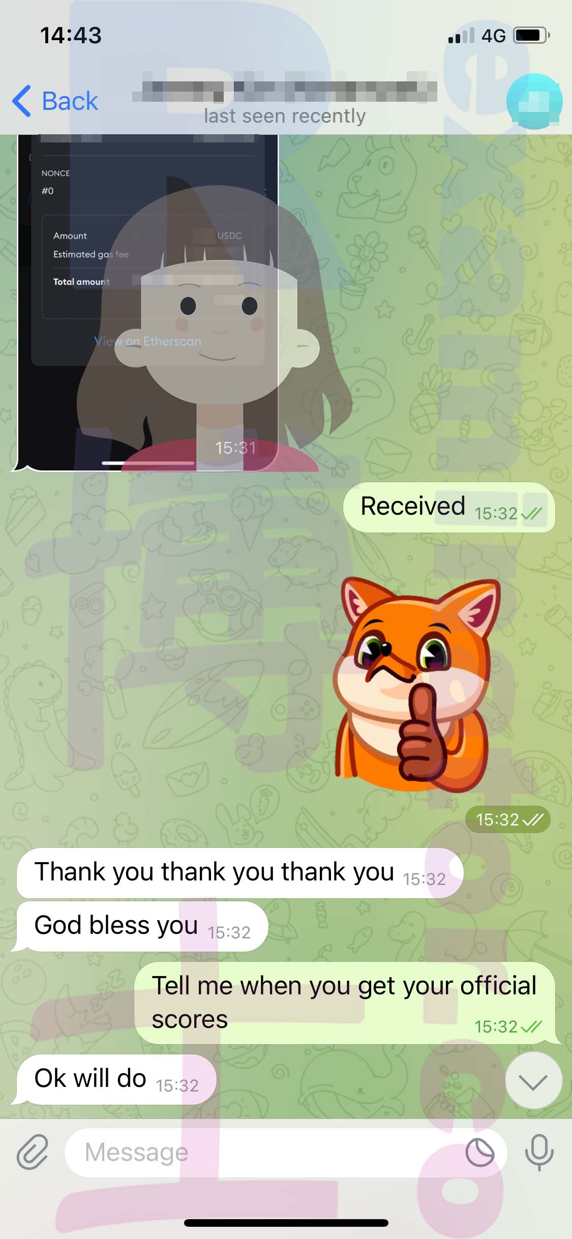 GRE代考保分成功案例#540的与客户对话截图
