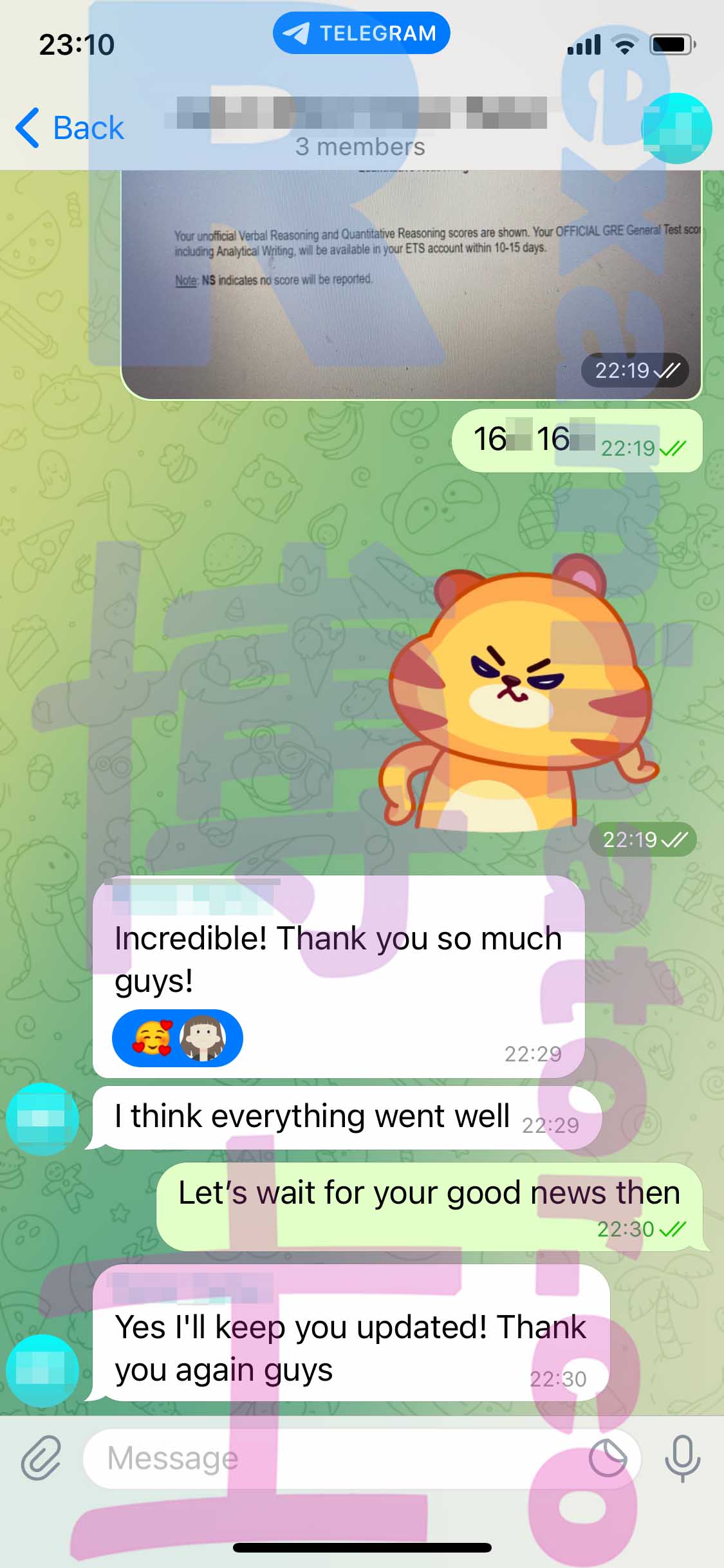 GRE代考保分成功案例#373的与客户对话截图