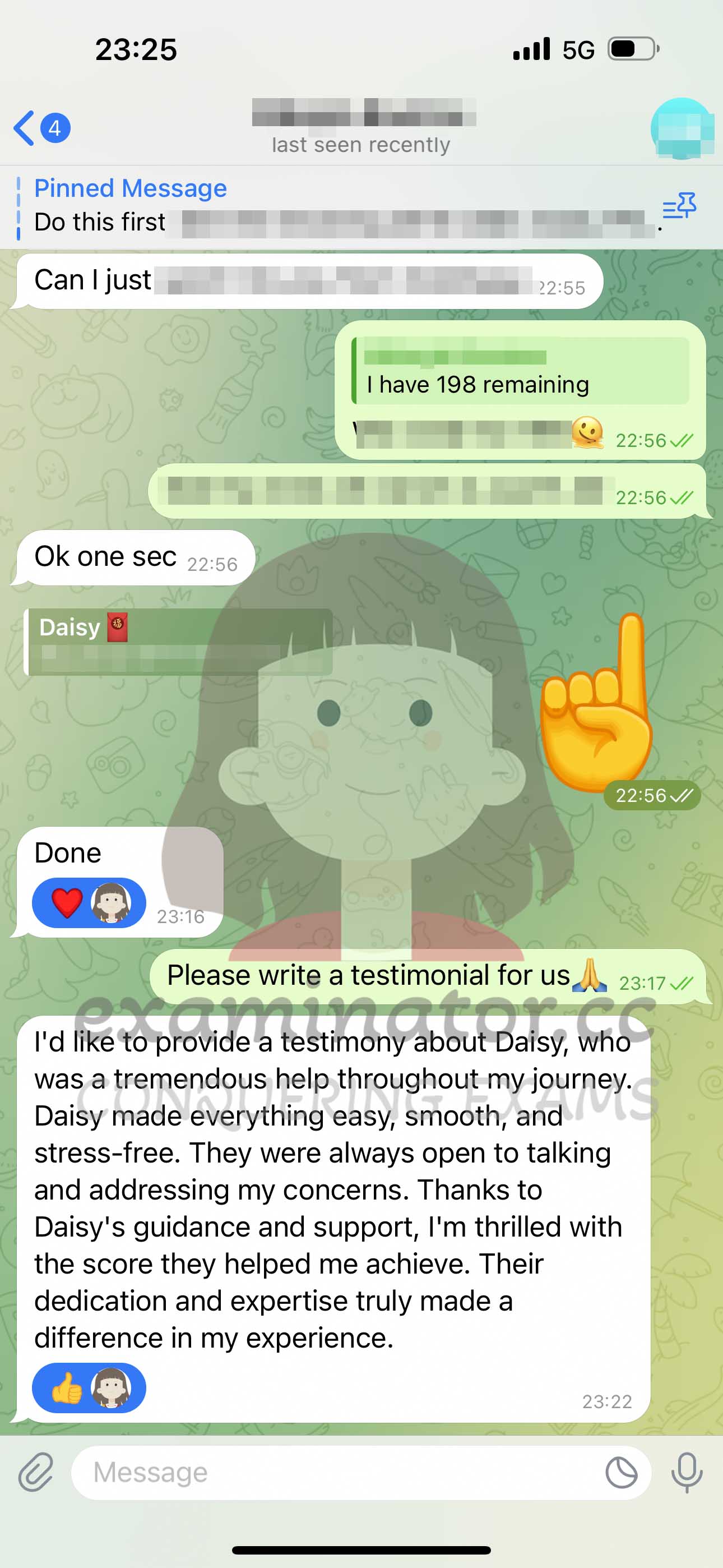 LSAT代考保分成功案例#599的与客户对话截图