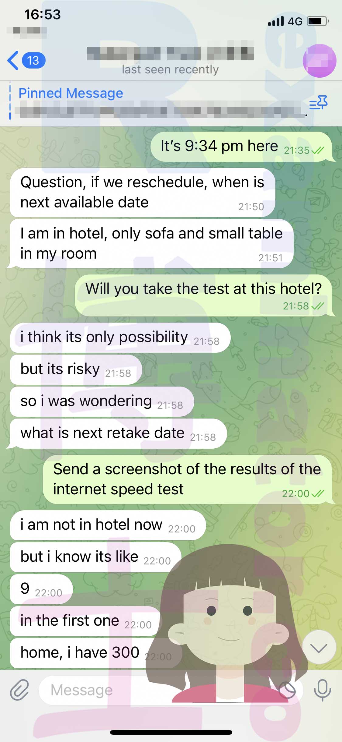 托福代考保分成功案例#489的与客户对话截图
