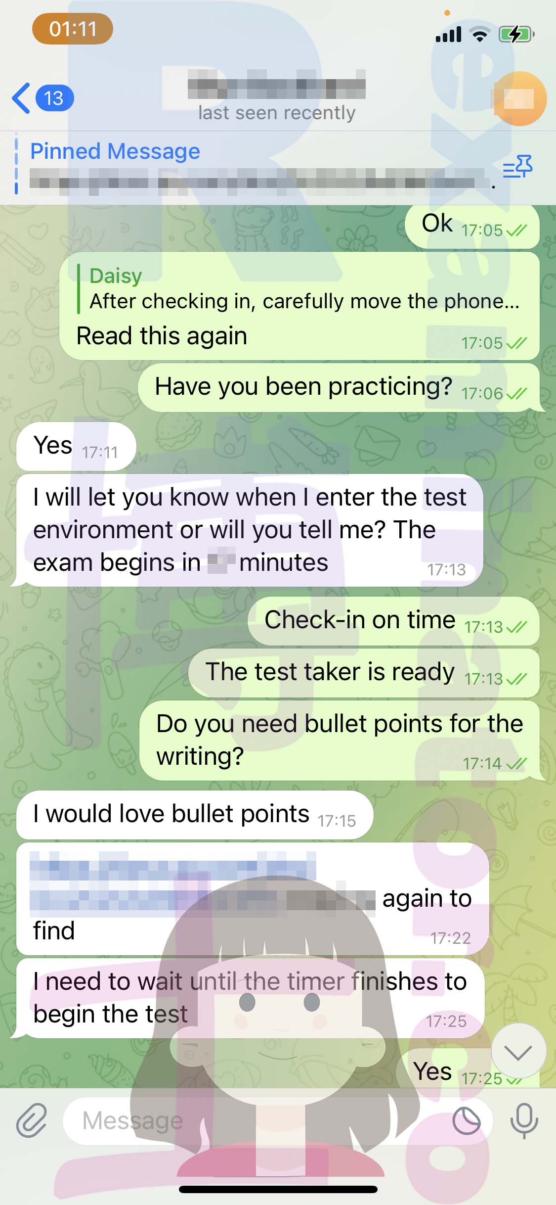 GRE代考保分成功案例#497的与客户对话截图
