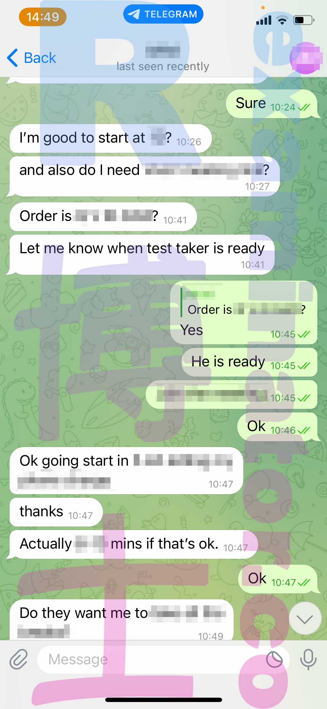 GMAT代考保分成功案例#402的与客户对话截图