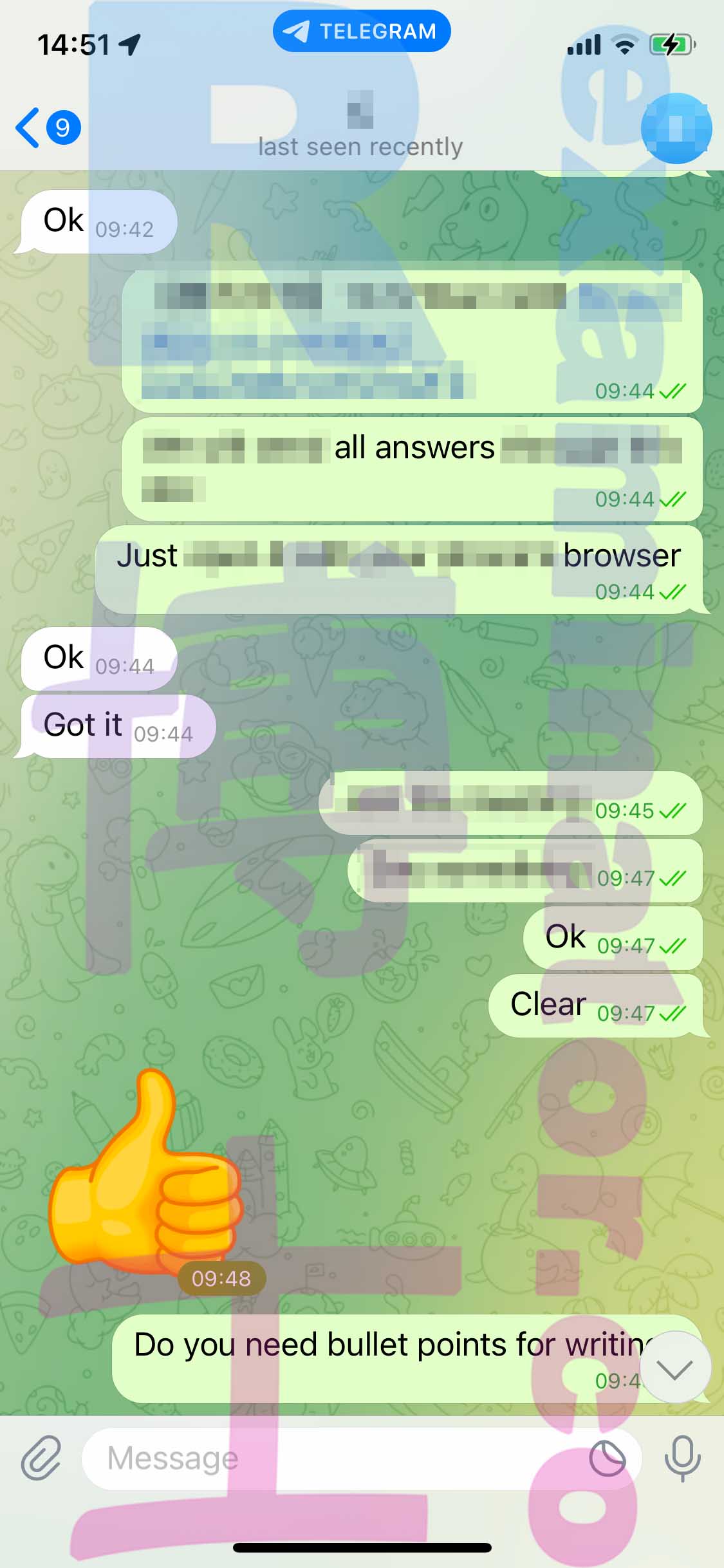 GRE代考保分成功案例#436的与客户对话截图