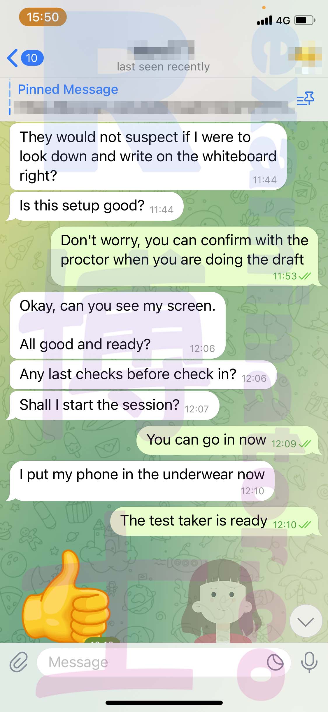 GRE代考保分成功案例#475的与客户对话截图