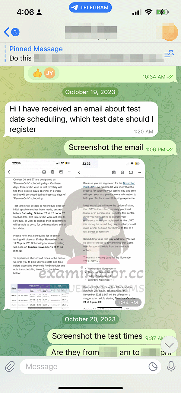LSAT代考收开放选考位的邮件