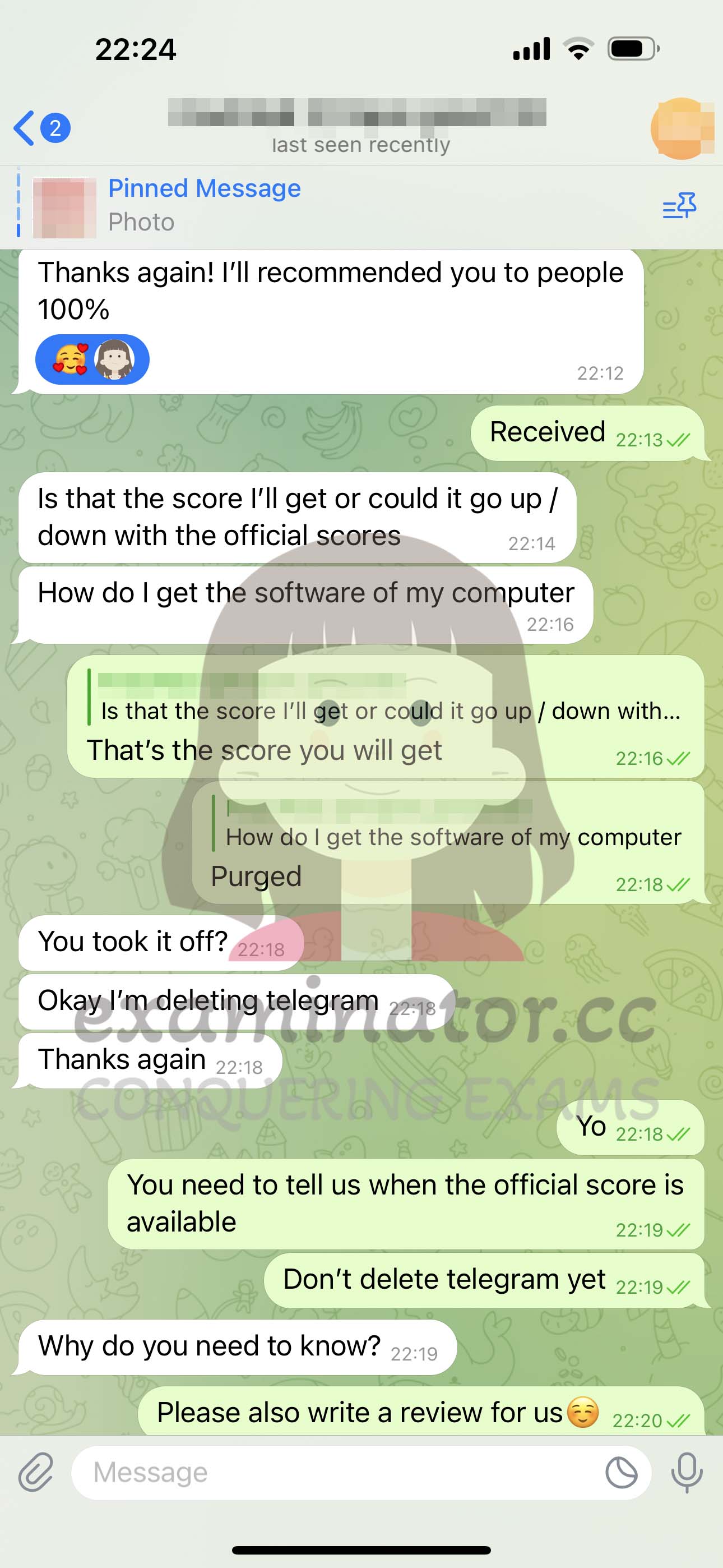 GMAT代考保分成功案例#556的与客户对话截图