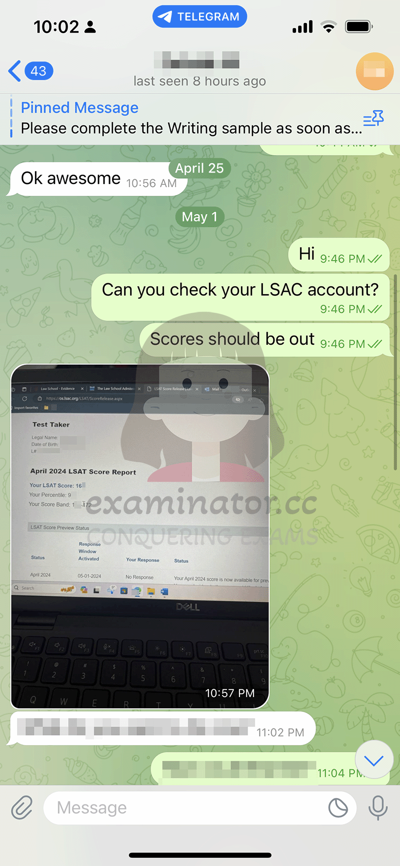 4月LSAT代考的成绩